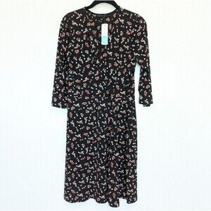 HAILEY 23 Dress Women Size L Black Floral Meesha Faux Wrap New Stitch Fix Office